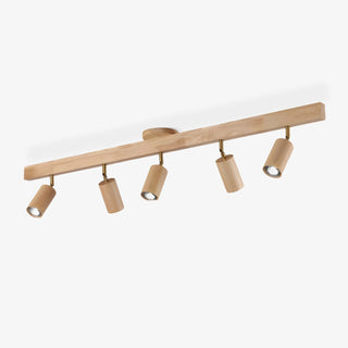 Solara Plafonnier poutre en bois naturel avec spot-Luire