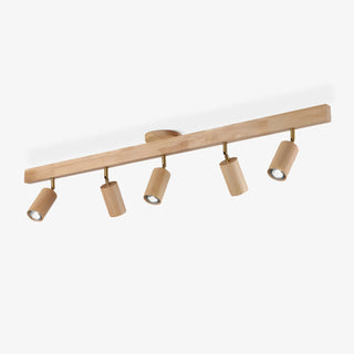 Solara Plafonnier poutre en bois naturel avec spot-Luire