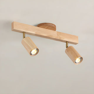 Solara Plafonnier poutre en bois naturel avec spot-Luire