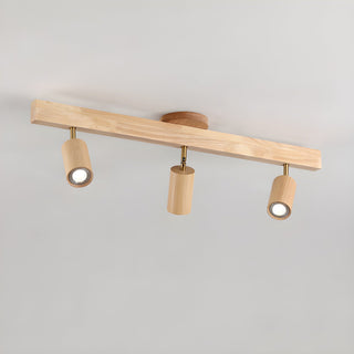 Solara Plafonnier poutre en bois naturel avec spot-Luire