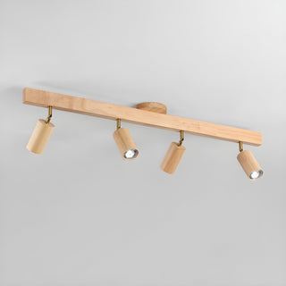 Solara Plafonnier poutre en bois naturel avec spot-Luire