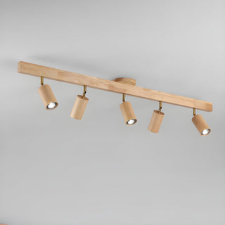 Solara Plafonnier poutre en bois naturel avec spot-Luire