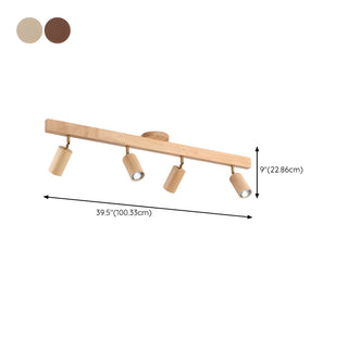 Solara Plafonnier poutre en bois naturel avec spot-Luire