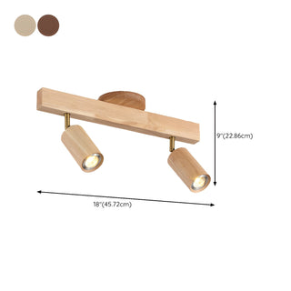 Solara Plafonnier poutre en bois naturel avec spot-Luire