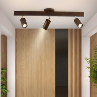 Solara Plafonnier poutre en bois naturel avec spot-Luire