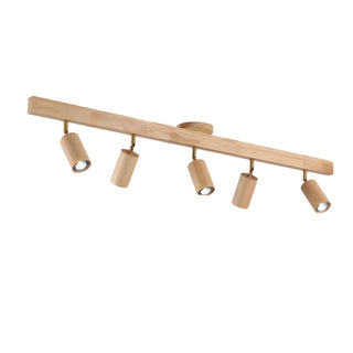 Solara Plafonnier poutre en bois naturel avec spot-Luire