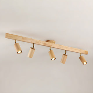 Solara Plafonnier poutre en bois naturel avec spot-Luire
