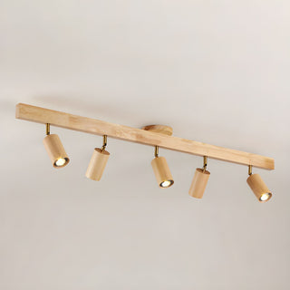 Solara Plafonnier poutre en bois naturel avec spot-Luire