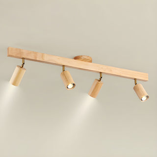 Solara Plafonnier poutre en bois naturel avec spot-Luire