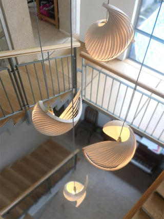 Cumiror Postmoderne Luxe Coquille Bois Bois Pendentif Lumière