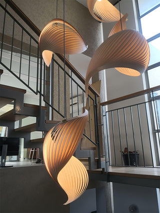 Cumiror Postmoderne Luxe Coquille Bois Bois Pendentif Lumière