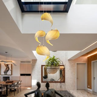 Cumiror Postmoderne Luxe Coquille Bois Bois Pendentif Lumière