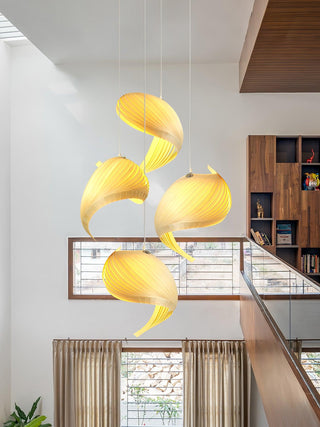 Cumiror Postmoderne Luxe Coquille Bois Bois Pendentif Lumière