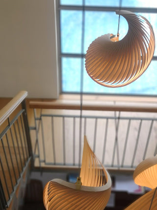 Cumiror Postmoderne Luxe Coquille Bois Bois Pendentif Lumière