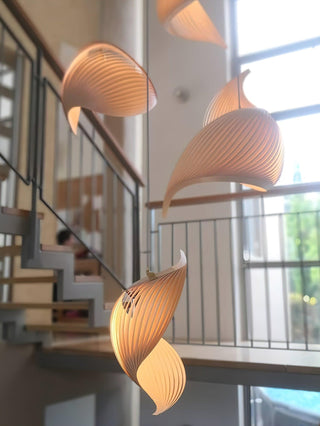 Cumiror Postmoderne Luxe Coquille Bois Bois Pendentif Lumière