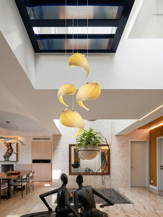 Cumiror Postmoderne Luxe Coquille Bois Bois Pendentif Lumière