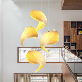 Cumiror Postmoderne Luxe Coquille Bois Bois Pendentif Lumière