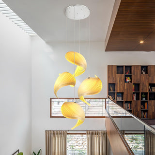 Cumiror Postmoderne Luxe Coquille Bois Bois Pendentif Lumière