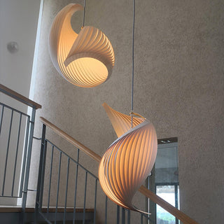 Cumiror Postmoderne Luxe Coquille Bois Bois Pendentif Lumière