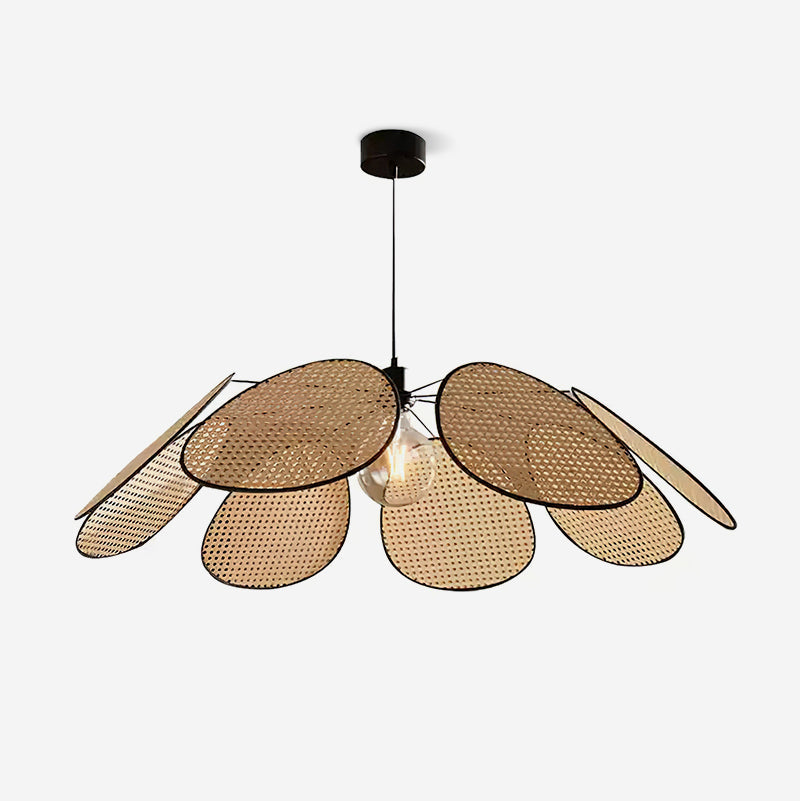 Chandelier with Rattan Petals and Metal Frame Ambient Bohemian-Neutral Decor