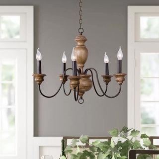 Evvine Lustre Vintage Industriel en Bois et Métal