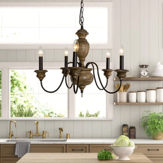 Evvine Lustre Vintage Industriel en Bois et Métal