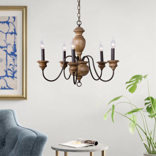 Evvine Lustre Vintage Industriel en Bois et Métal
