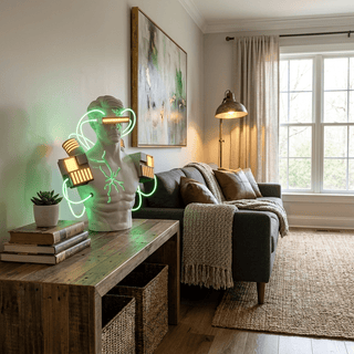 Neon Circuit Bust Sculpture Table Lamp-Neutral Decor