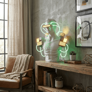 Neon Circuit Bust Sculpture Table Lamp-Neutral Decor