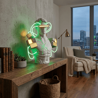 Neon Circuit Bust Sculpture Table Lamp-Neutral Decor