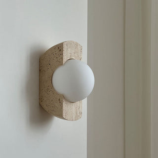 Umaris Lampe Murale Moderne Minimaliste en Verre et Travertin