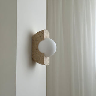 Umaris Lampe Murale Moderne Minimaliste en Verre et Travertin