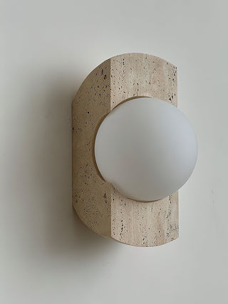 Umaris Lampe Murale Moderne Minimaliste en Verre et Travertin