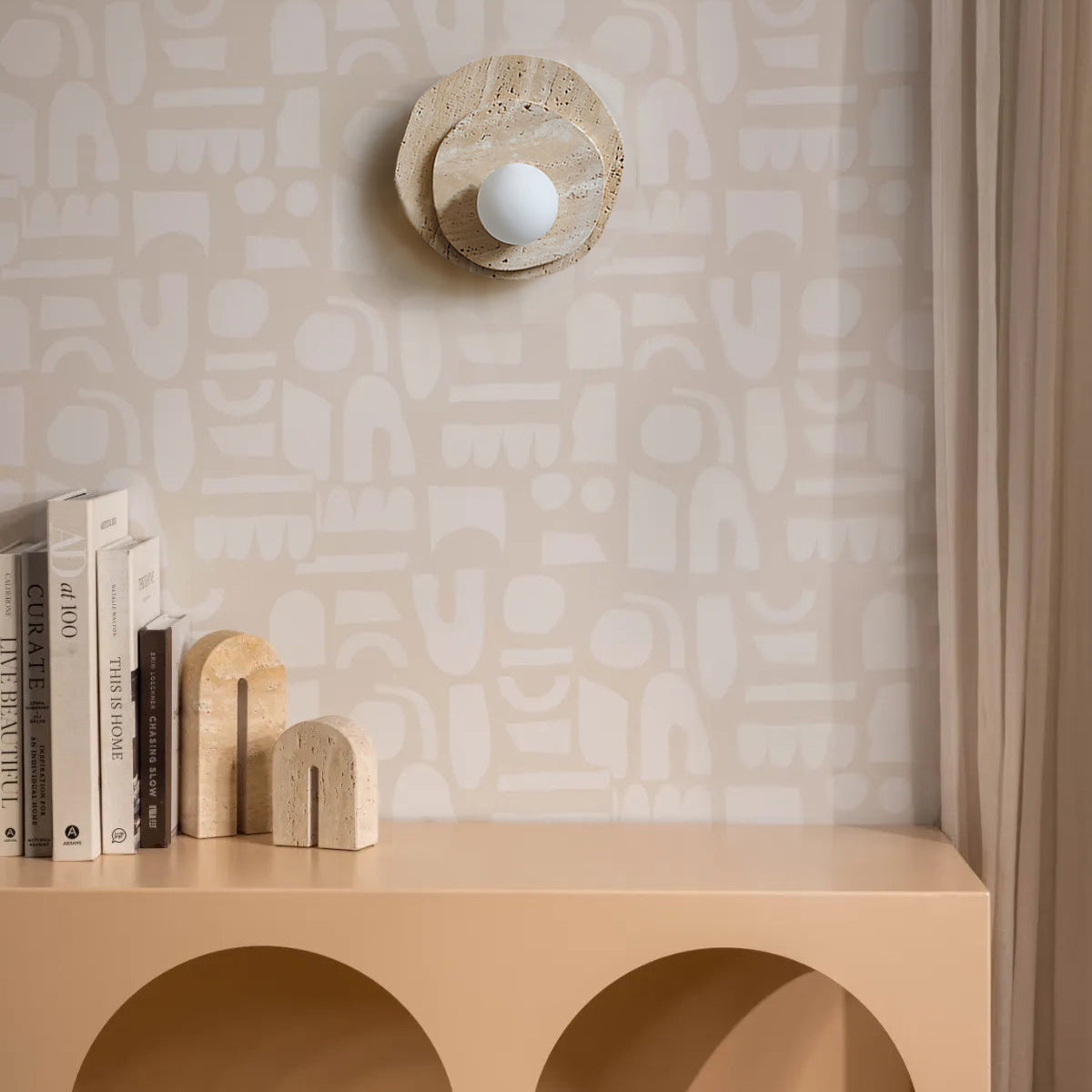 Neptune Wall Light Travertine Layered Wabi-sabi Aesthetics-Neutral Decor