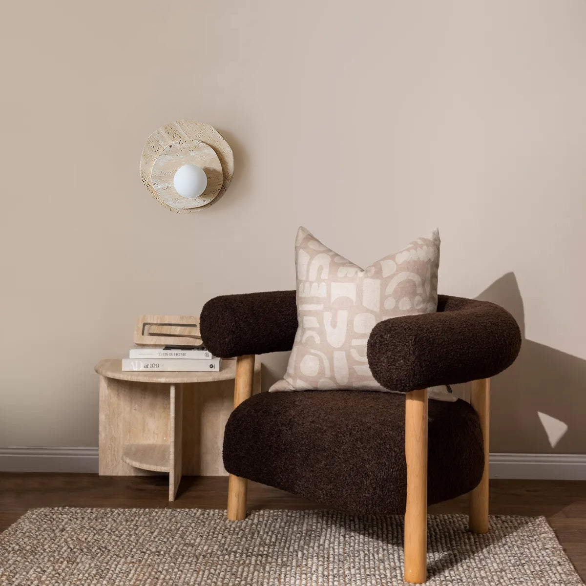 Neptune Wall Light Travertine Layered Wabi-sabi Aesthetics-Neutral Decor