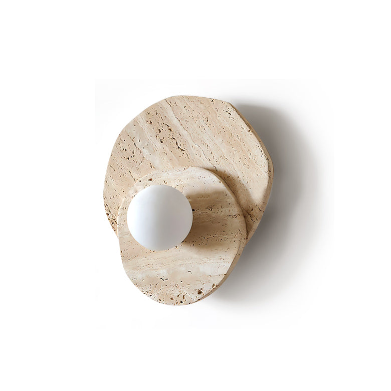Neptune Wall Light Travertine Layered Wabi-sabi Aesthetics-Neutral Decor