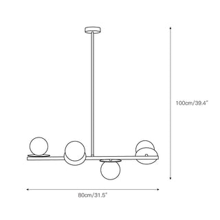 Evvararis Lustre Moderne Minimaliste en Laiton et Verre