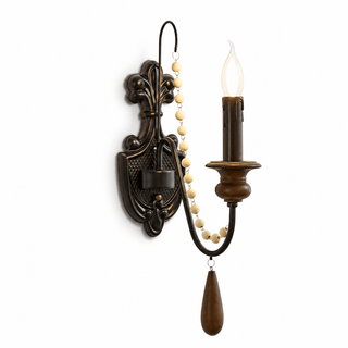 Newel Turned Wood Candle Sconce-Neutral Decor