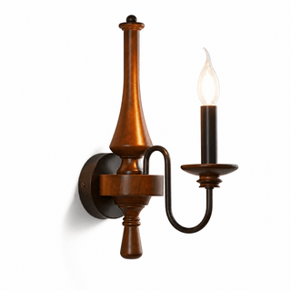 Newel Turned Wood Candle Sconce-Neutral Decor