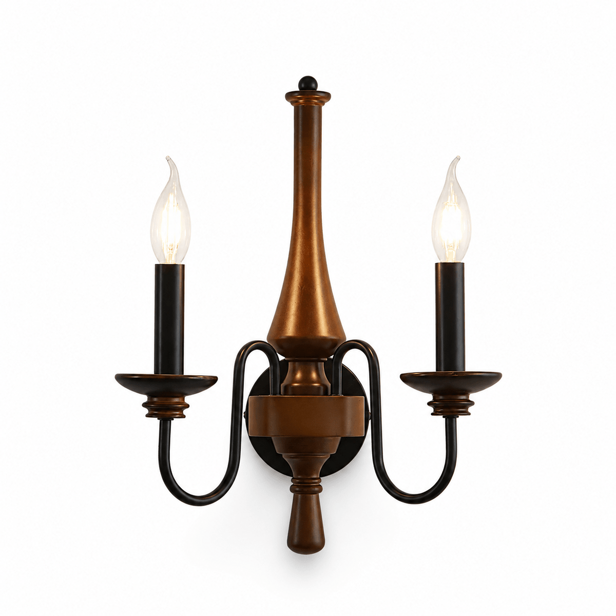 Newel Turned Wood Candle Sconce-Neutral Decor