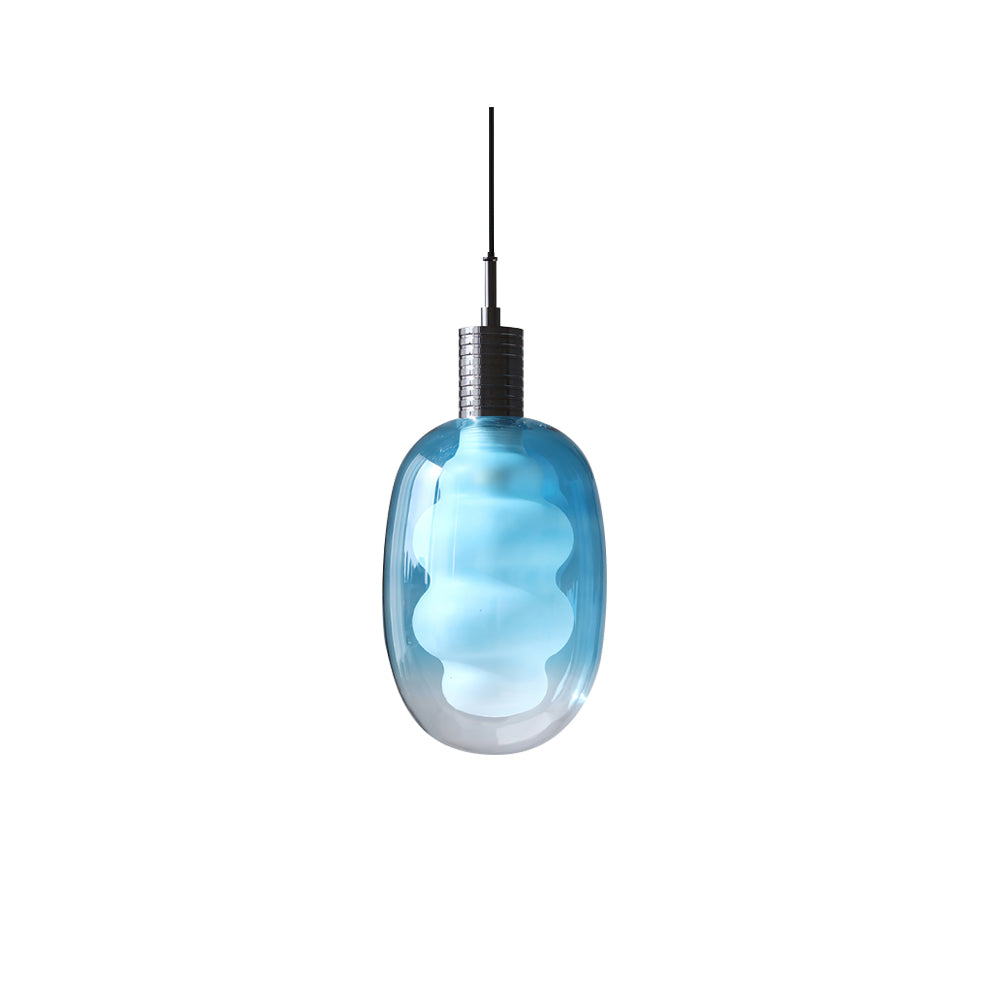 Niche Pendant Light with blue and smoky gray glass.