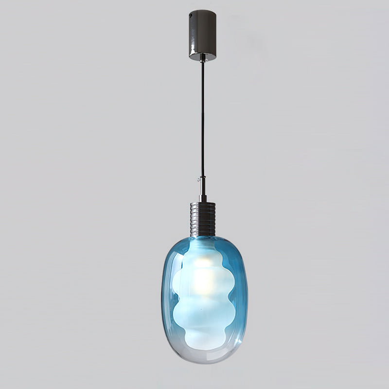 The light's reflection on the glossy glass surface.