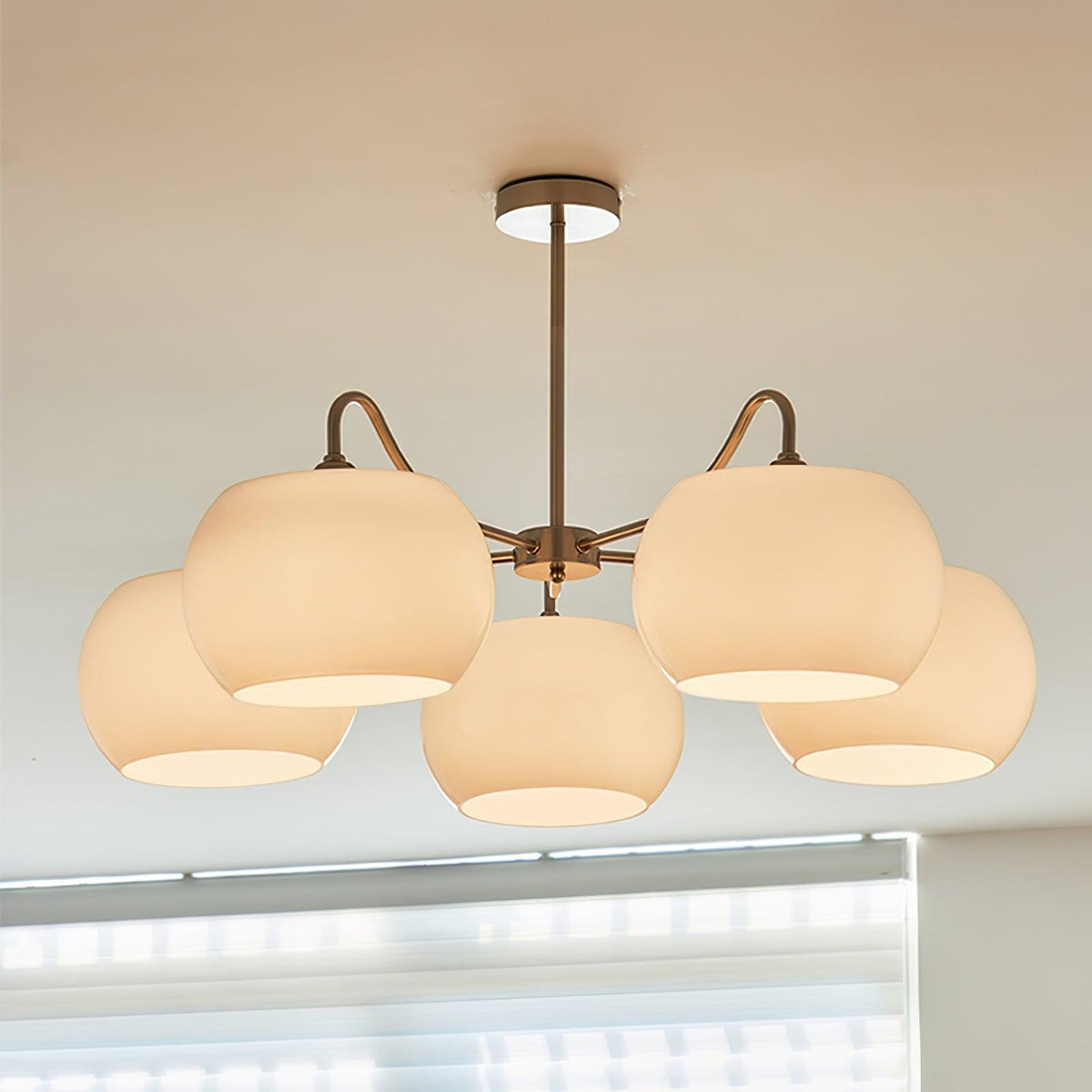 Orlaya Lustre White Glass Persimmon Shape