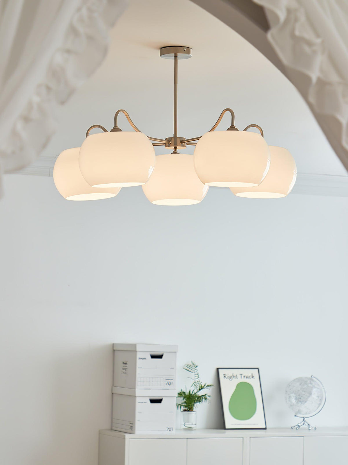 Orlaya Lustre White Glass Persimmon Shape