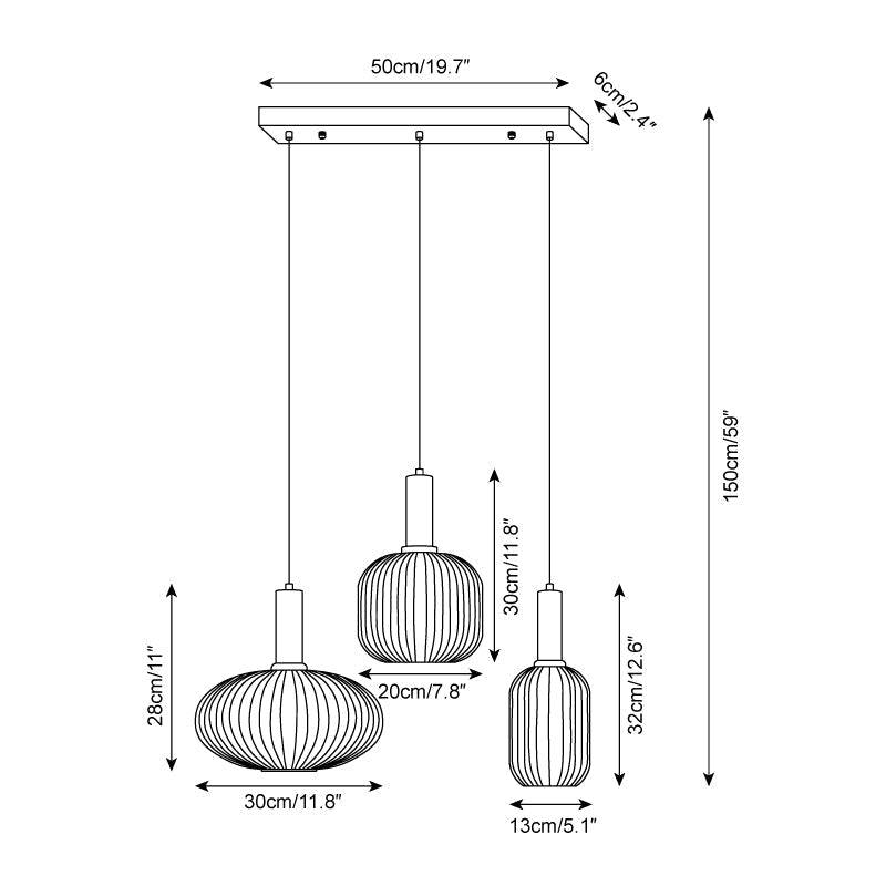 Elara Ribbed Pendant Lamp-Neutral Decor