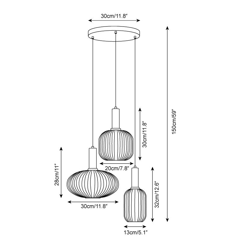 Elara Ribbed Pendant Lamp-Neutral Decor
