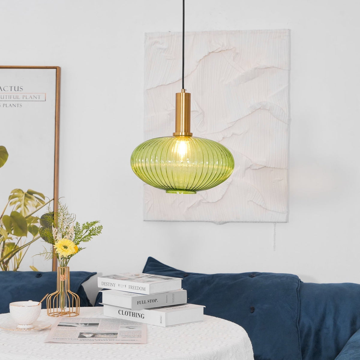 Elara Ribbed Pendant Lamp-Neutral Decor