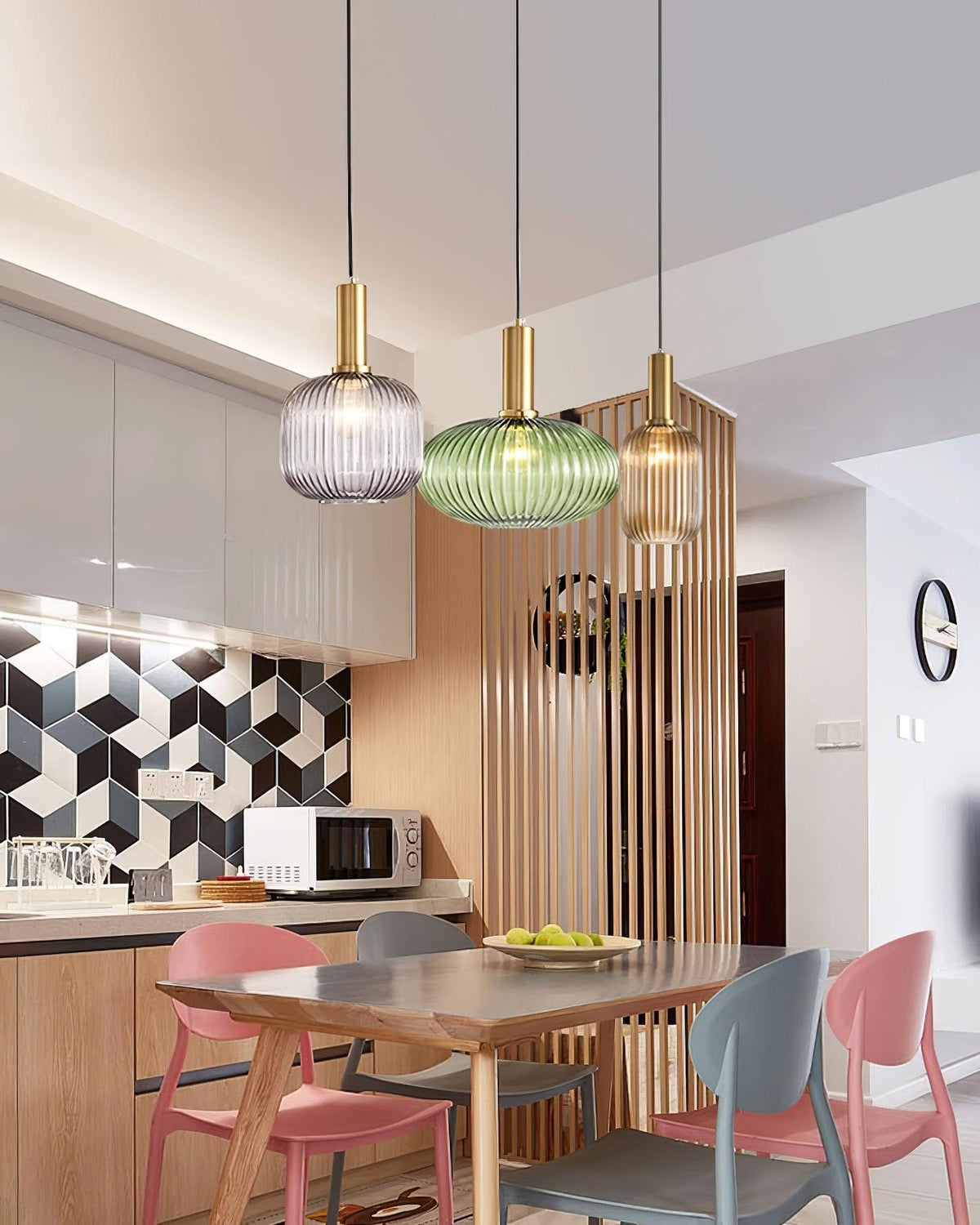 Elara Ribbed Pendant Lamp-Neutral Decor