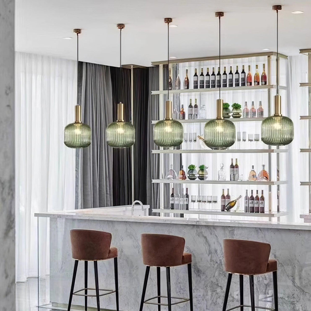 Elara Ribbed Pendant Lamp-Neutral Decor
