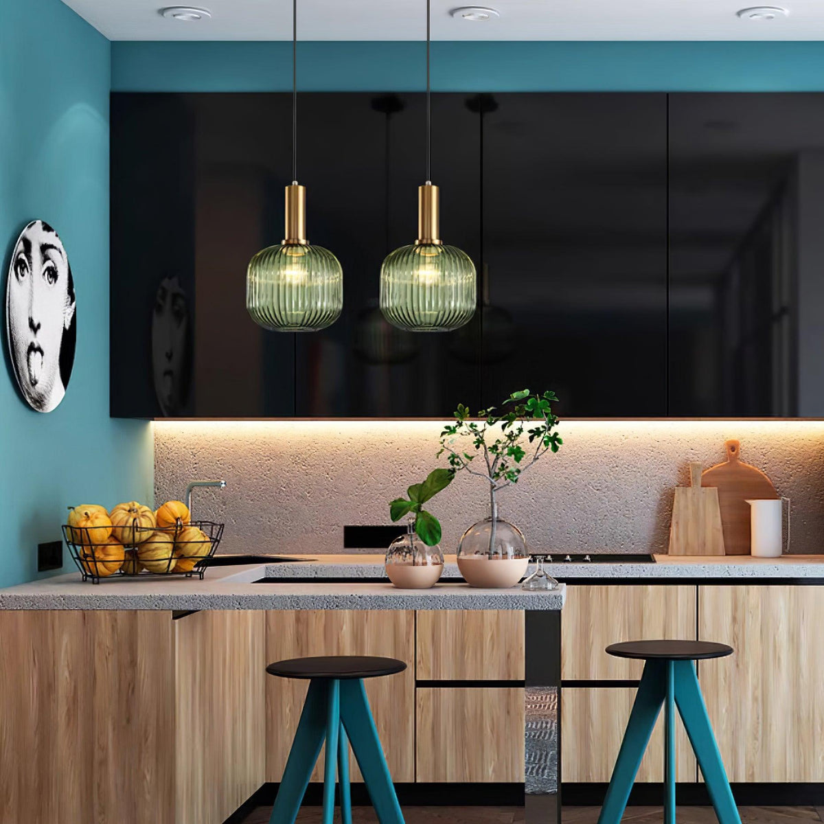 Elara Ribbed Pendant Lamp-Neutral Decor
